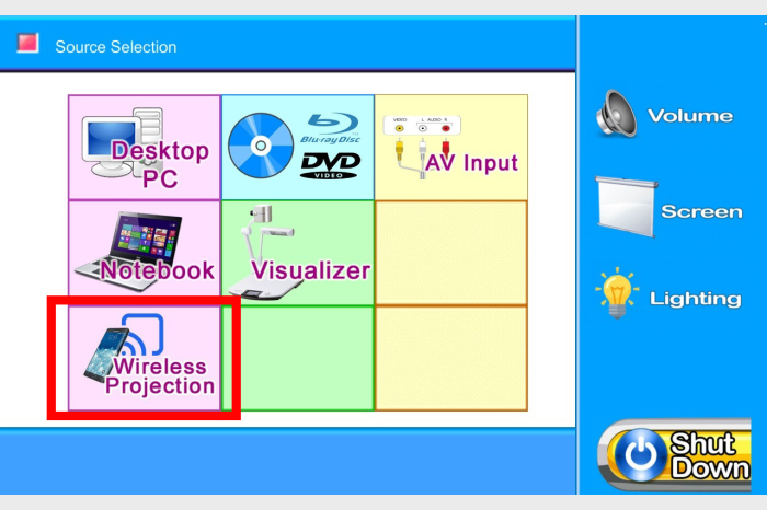 0 wireless projection on panel